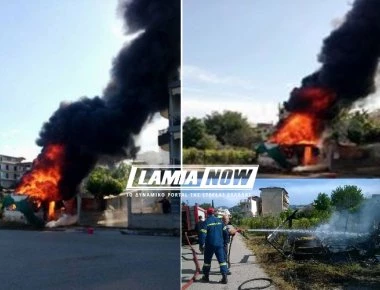 Εικόνες σοκ: Ανατινάχθηκε παρκαρισμένο τροχόσπιτο στη Λαμία